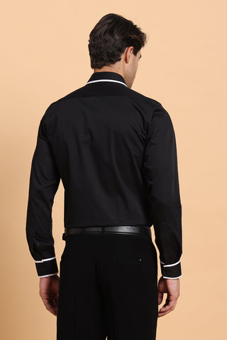 white and black shirt