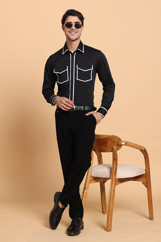 white and black shirt