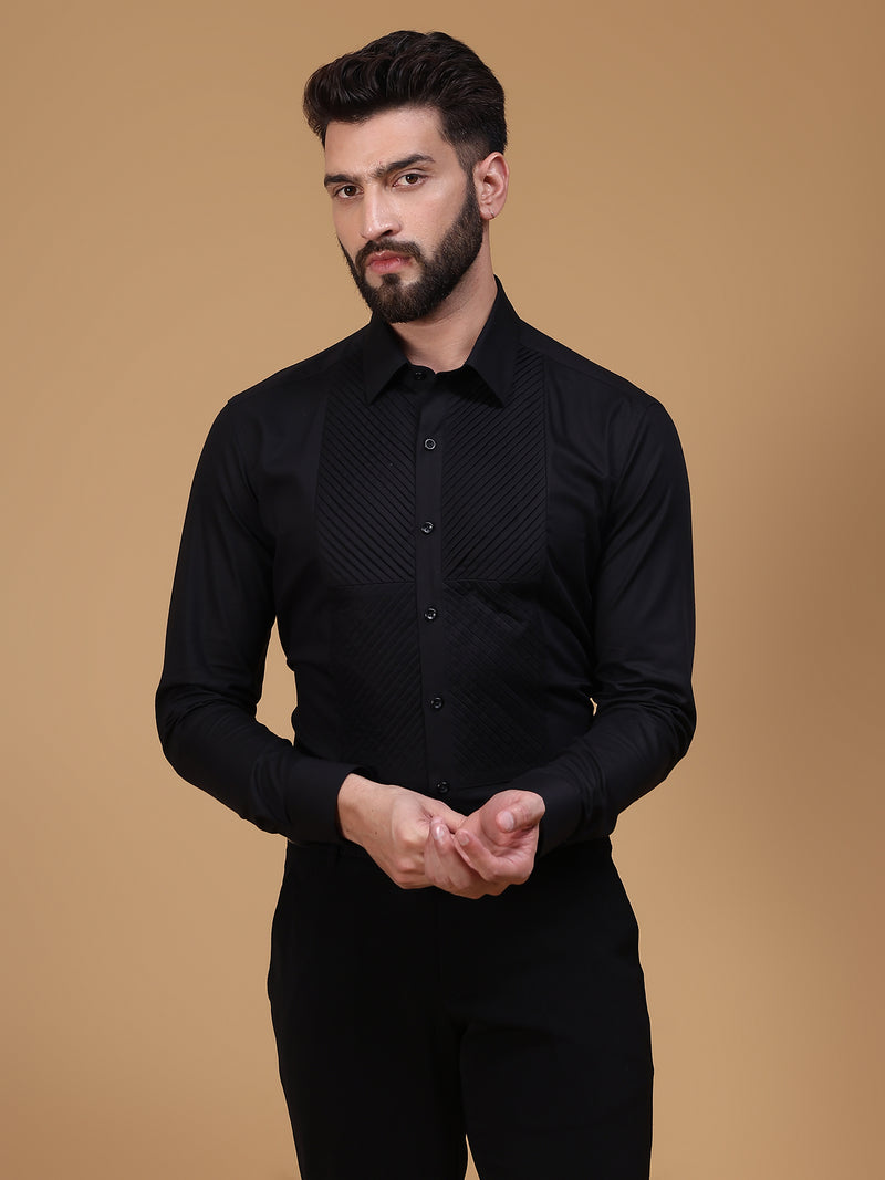 CHEVRON PLEATED SHIRT