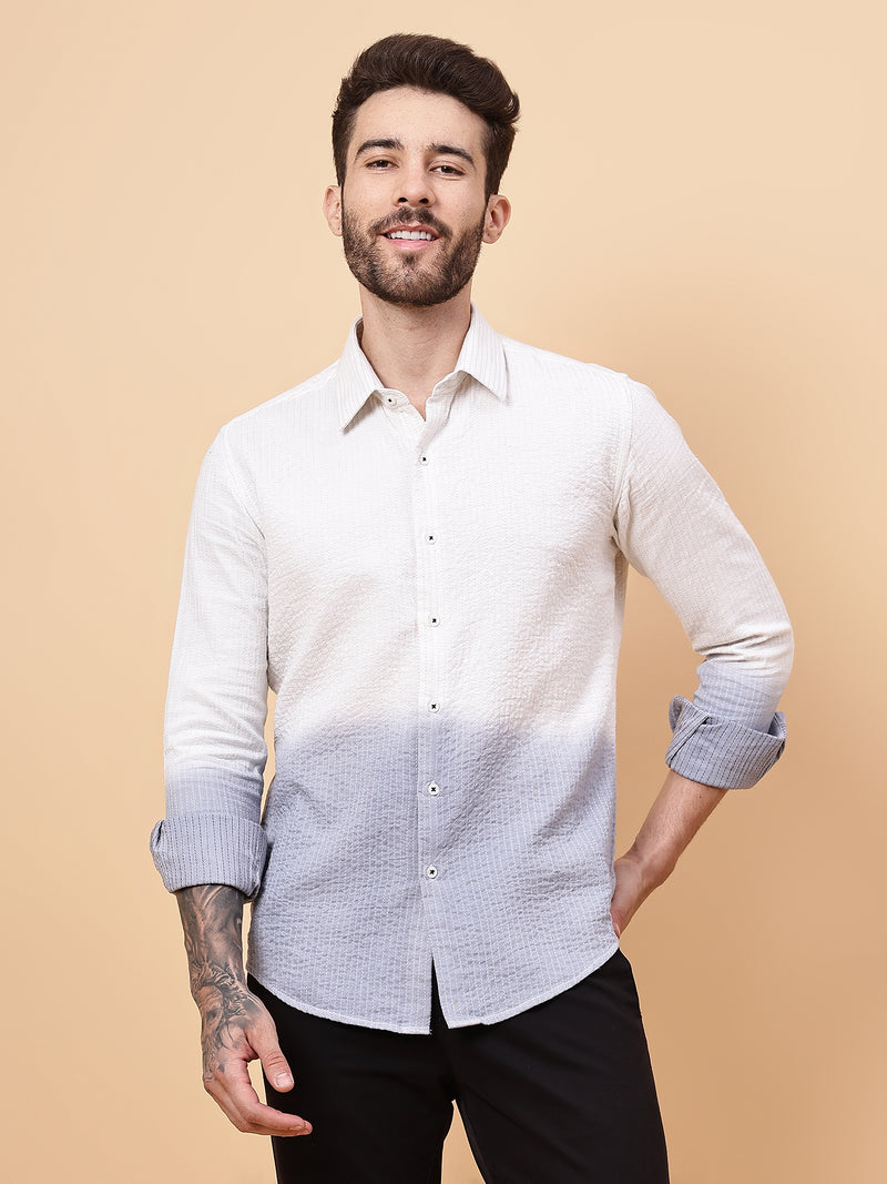 OMBRE DYE SHIRT WITH STITCH TEXTURE