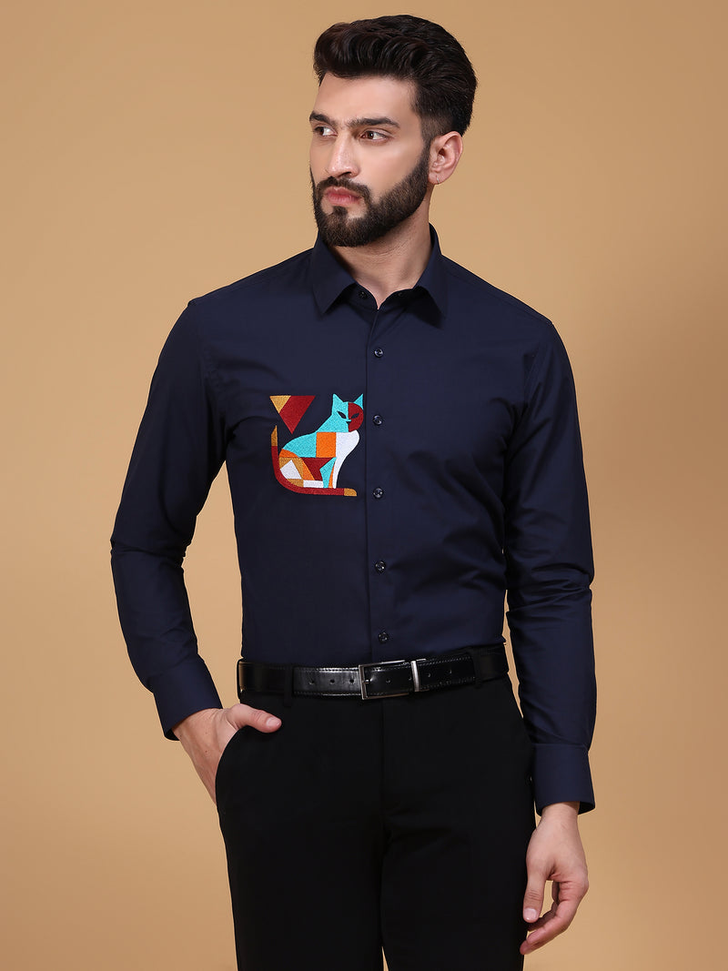 CAT EMBROIDERY SHIRT