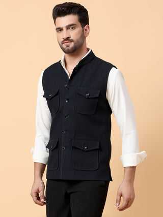 NAVY 4 PKT WAIST COAT