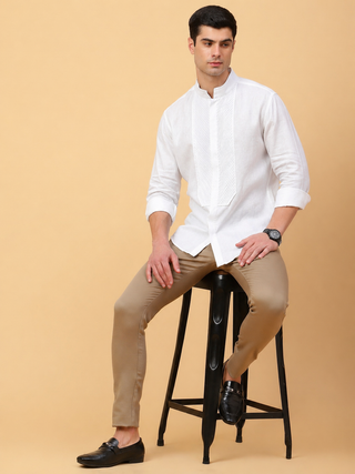 BAND COLLAR LINEN SHIRT