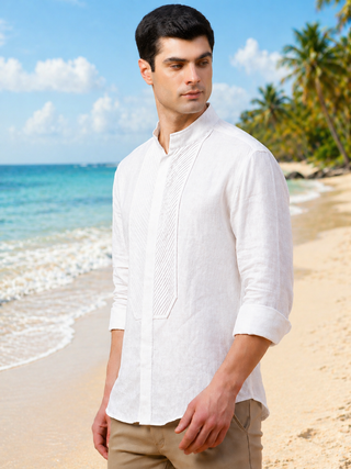 BAND COLLAR LINEN SHIRT