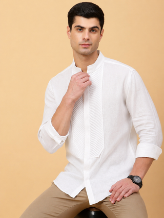 BAND COLLAR LINEN SHIRT