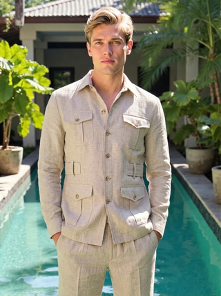 linen safari shacket