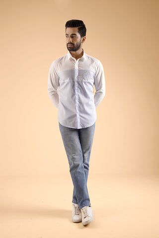 Solid Chambray Lion Patch Shirt