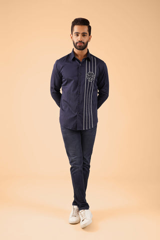 Navy And White Stripe Shirt