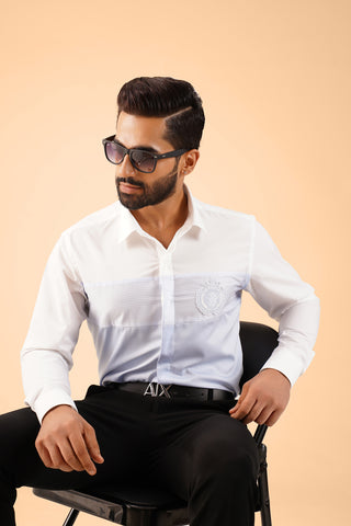 Solid Chambray Lion Patch Shirt