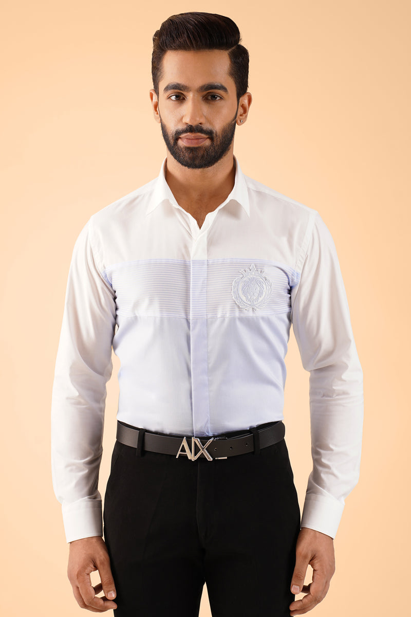 Solid Chambray Lion Patch Shirt