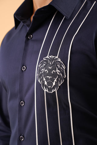 Navy And White Stripe Shirt